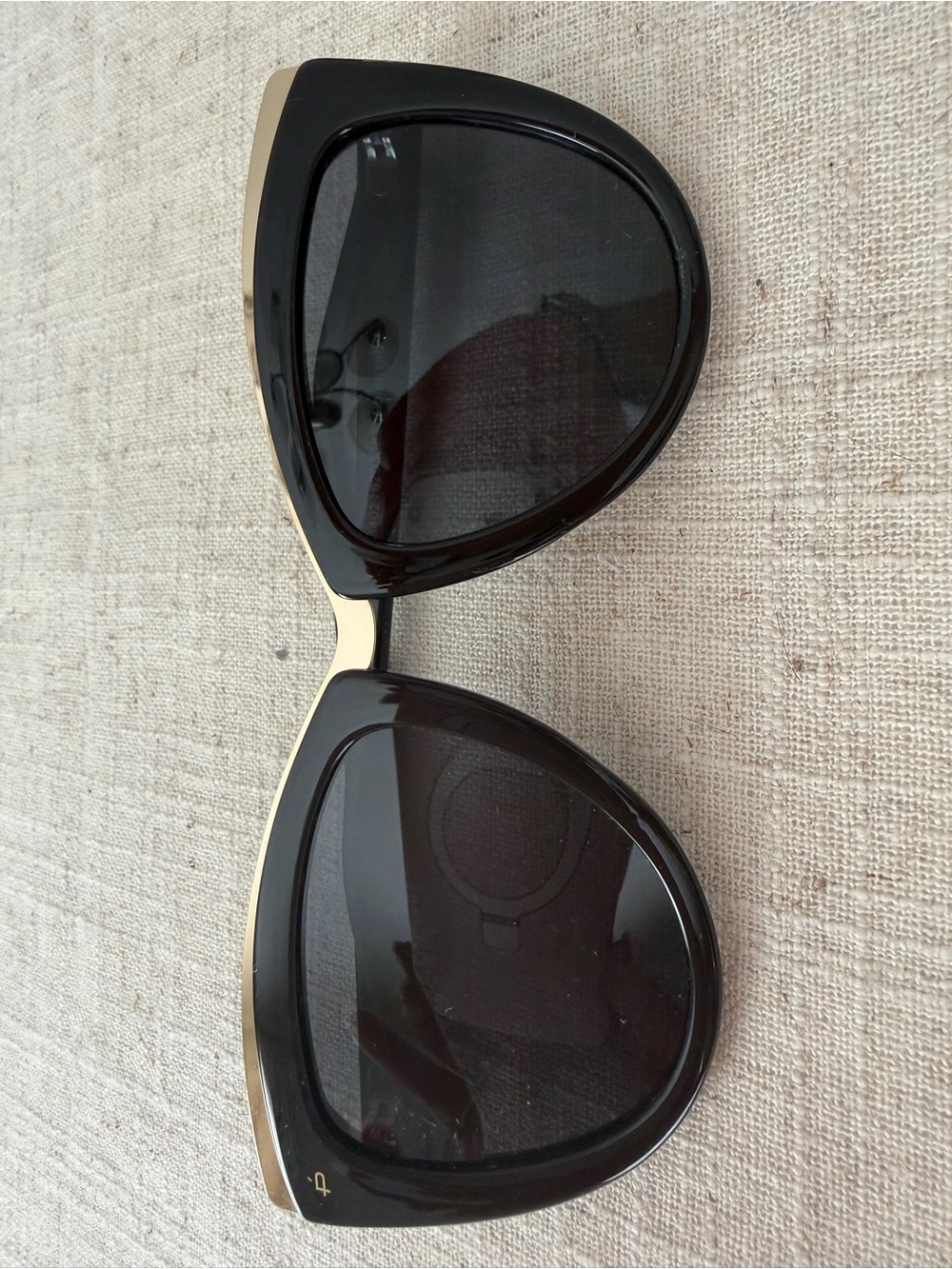 Black Cat-Eye Sunglasses with Gold Trim